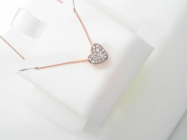 Women’s wedding necklaces-P DIA 1/6CT HEART & CHAIN R/G