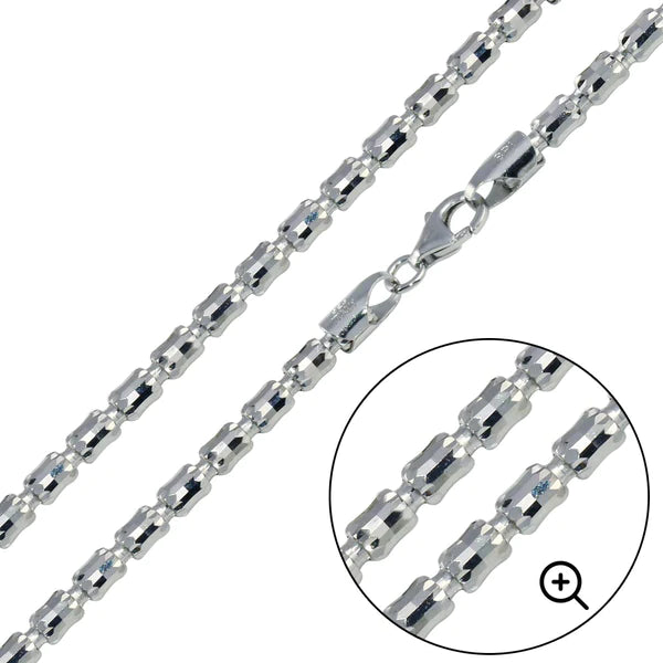 Women’s infinity pendant necklaces-Silver 925 Platinum Plated Barrel Crystal Chain 4mm