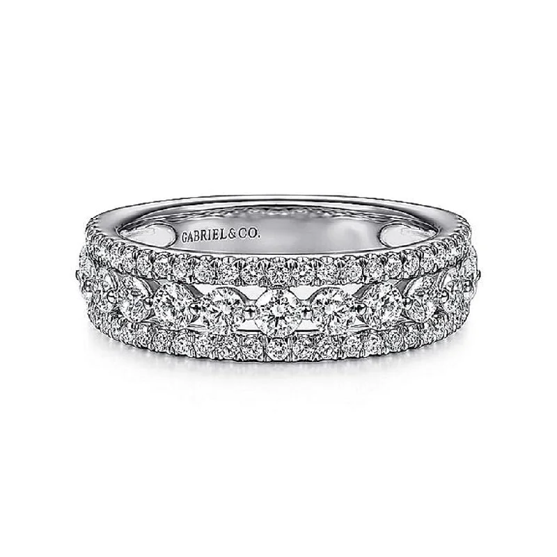 Gabriel & Co. 14k White Gold Wide Diamond Band - 1.11cttw