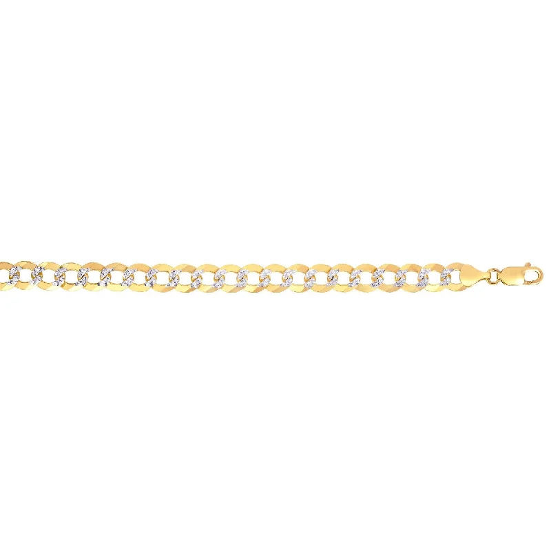 Women’s colorful necklaces-14kt Gold 24" Yellow Finish Pave Curb Link Comfort Pave Curb Chain with Lobster Clasp CPC310-24