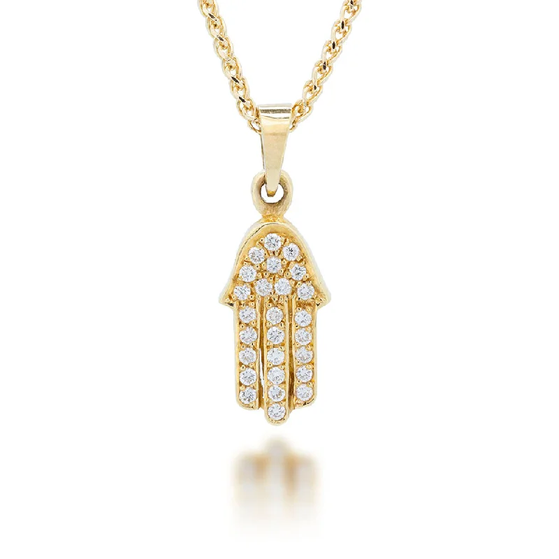 Hamsa Charm with Diamonds