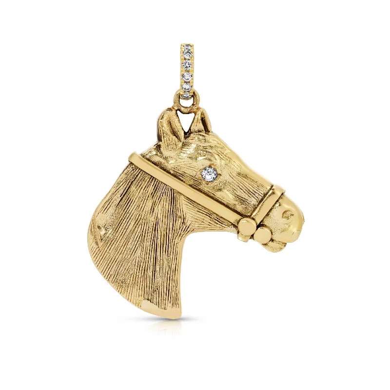 Women’s thick chain necklaces-Estate Horse Pendant with Diamond Eyes