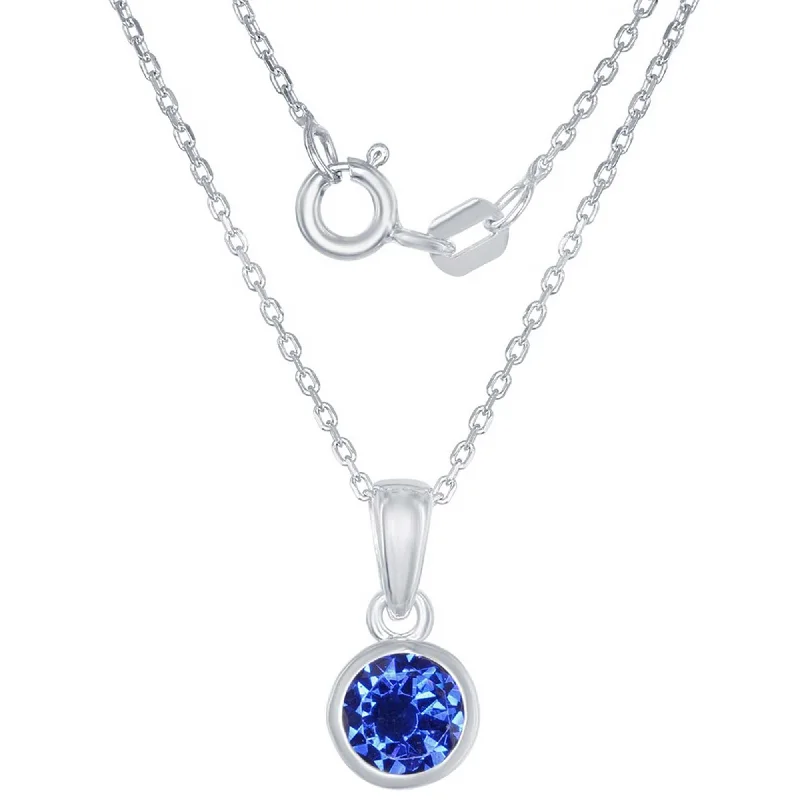 Women’s colorful necklaces-Classic Women's Pendant with Chain - September Created Sapphire | K-7017-SP