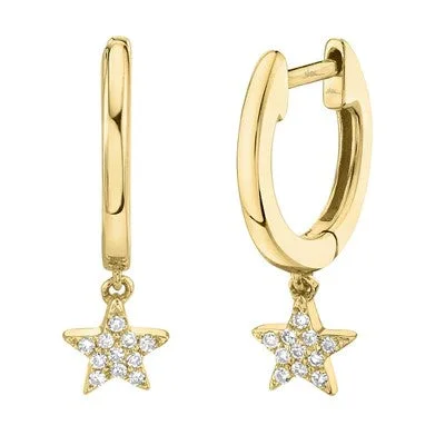 Women’s classic earrings-0.04CT DIAMOND STAR HUGGIE EARRING