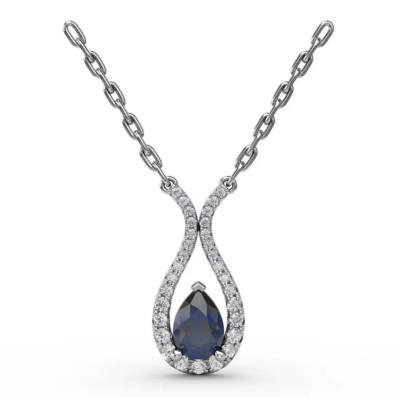 Women’s minimalist necklaces-Feel The Love Sapphire and Diamond Pendant P1650S