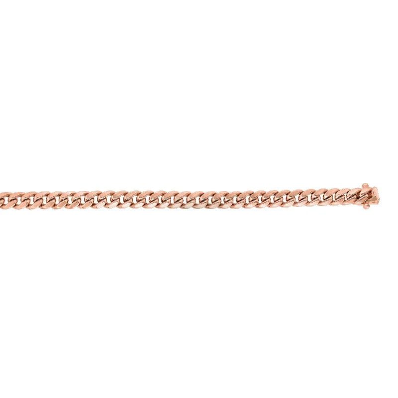 Women’s simple gold necklaces-14kt Gold 24" Rose Finish New Miami Cuban Chain with Box Clasp PNMC160-24