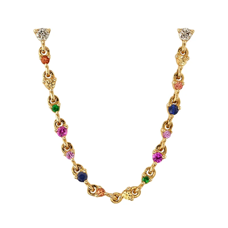 Women’s delicate necklaces-Rainbow Chain Linked Earring