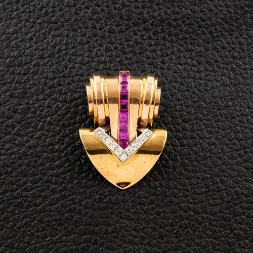 Cartier Ruby & Diamond Estate Clip