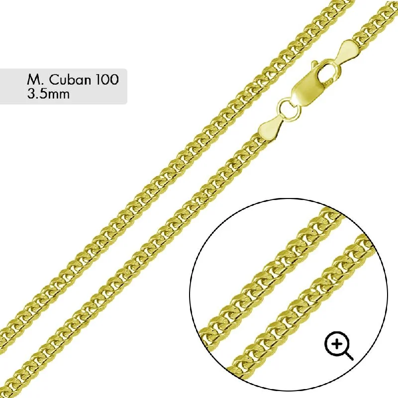 Women’s romantic pendant necklaces-Gold Plated 925 Sterling Silver Miami Cuban 100 Chain Link 3.5mm - CH340 GP