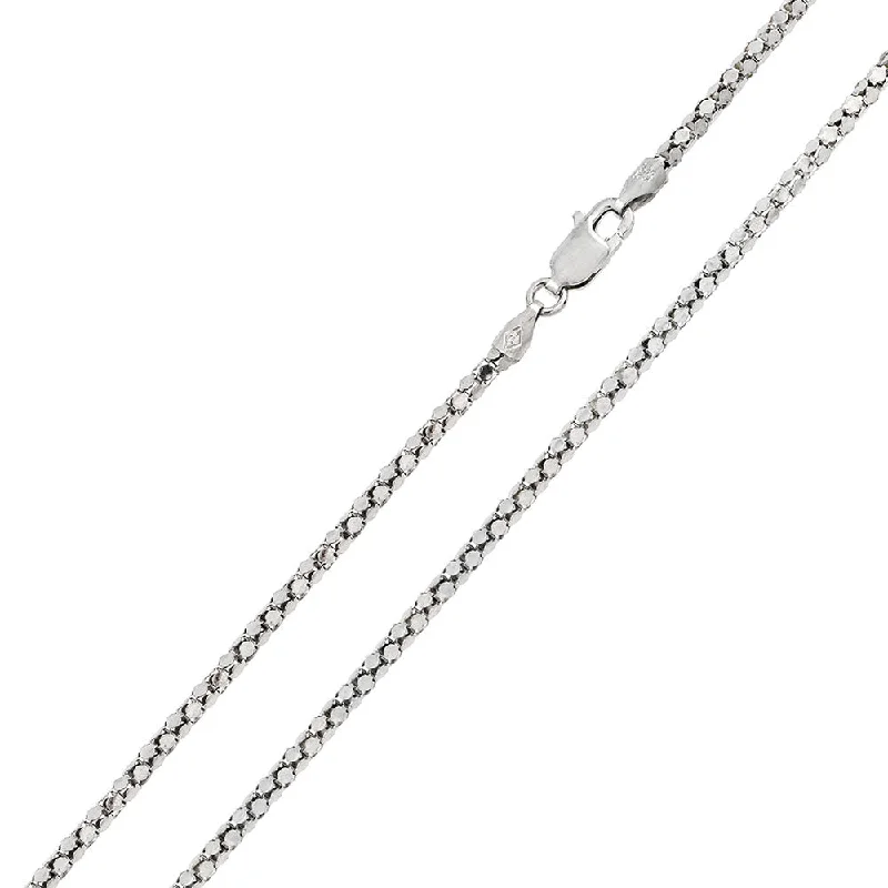 Women’s gemstone pendant necklaces-Sterling Silver 925 Rhodium Plated DC Flat Multi Disc Coreana 020 Chain 2mm