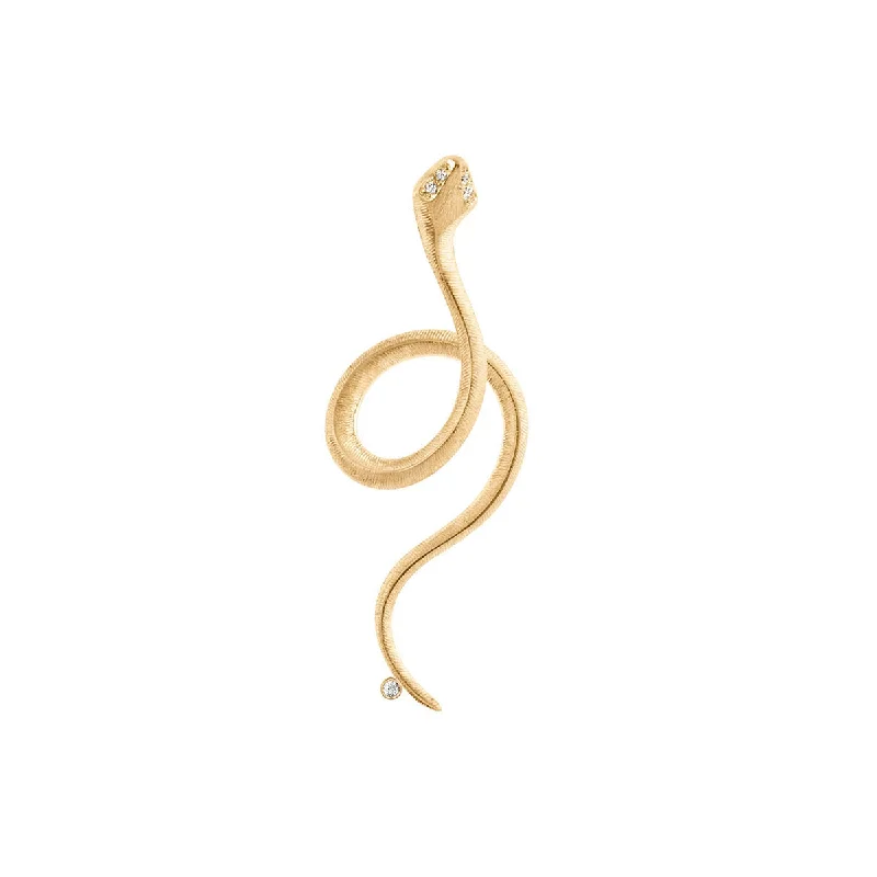 Women’s stud earrings-Snakes Left Earring in Yellow Gold with Diamonds