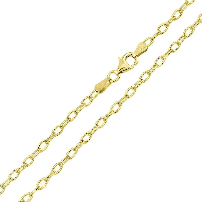 Women’s birthstone necklaces-Silver Gold Plated Wire Oval Loop Chain 3.7mm - CH327 GP