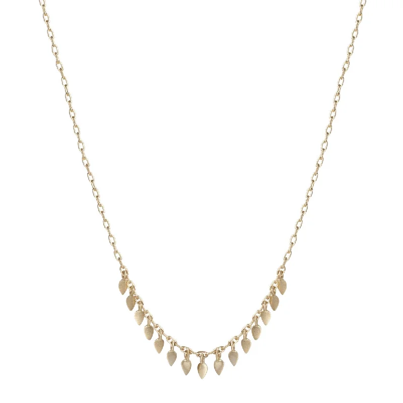 Women’s unique necklaces-10K Gold Tiny Petals on Chain Together