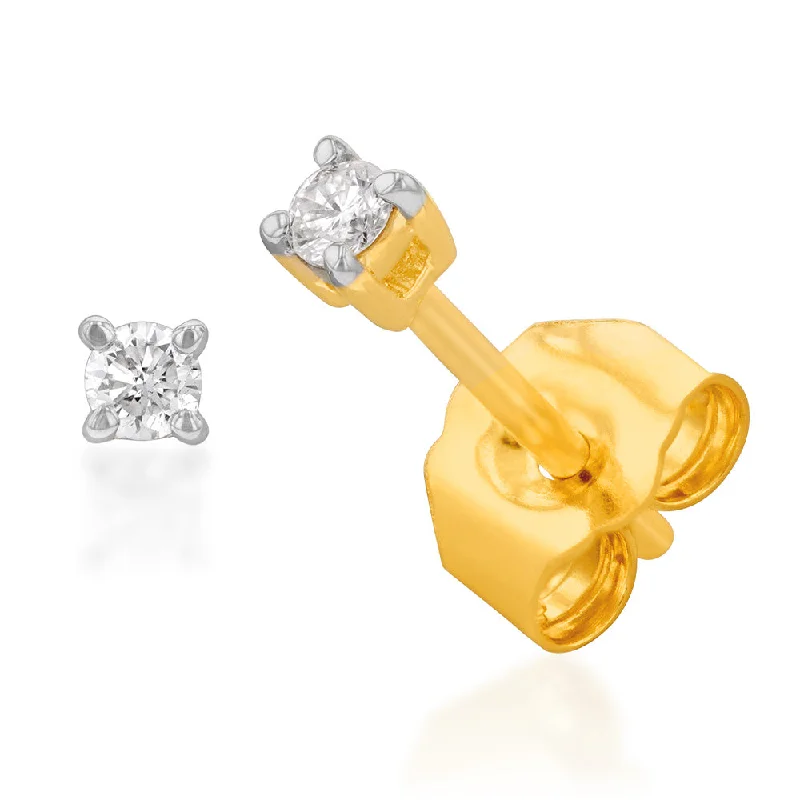 Women’s diamond earrings-Luminesce Lab Grown 9ct Yellow Gold Diamond Solitiaire Classic 5 Points Stud Earring