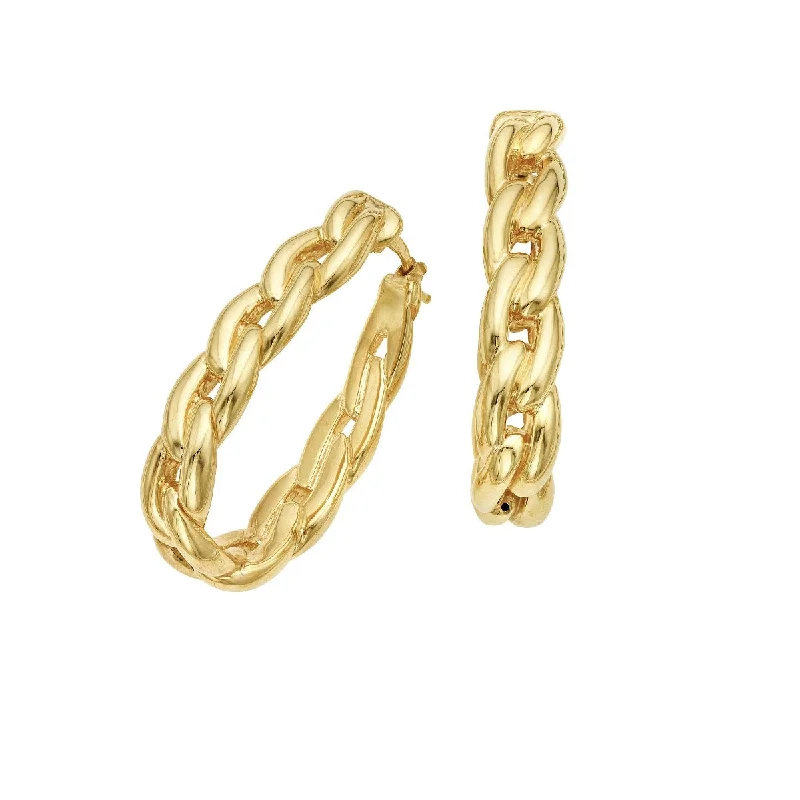 Women’s wedding necklaces-14K Yellow Gold Gourmette Curb Chain Graduated Hoops ER8935