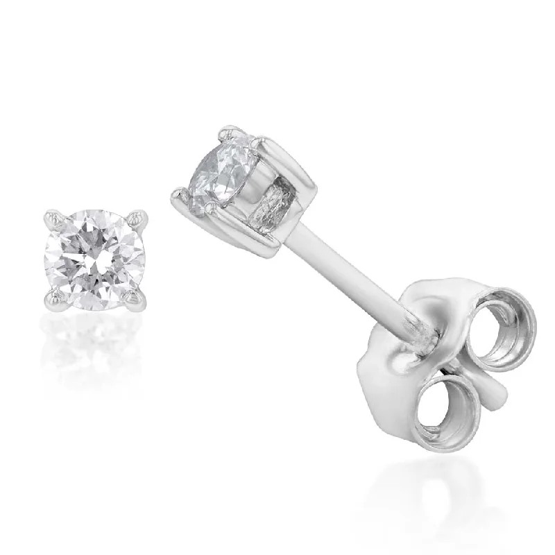 Women’s romantic earrings-Luminesce Lab Grown 9ct White Gold Diamond Solitiaire Classic 1/5 Carat Stud Earring