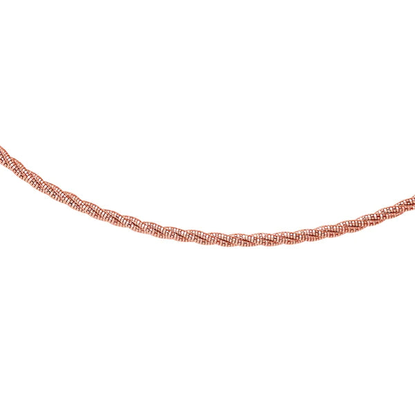 Women’s cubic zirconia necklaces-Silver 925 3 Layer Twisted Omega Spring Chain Rose Gold