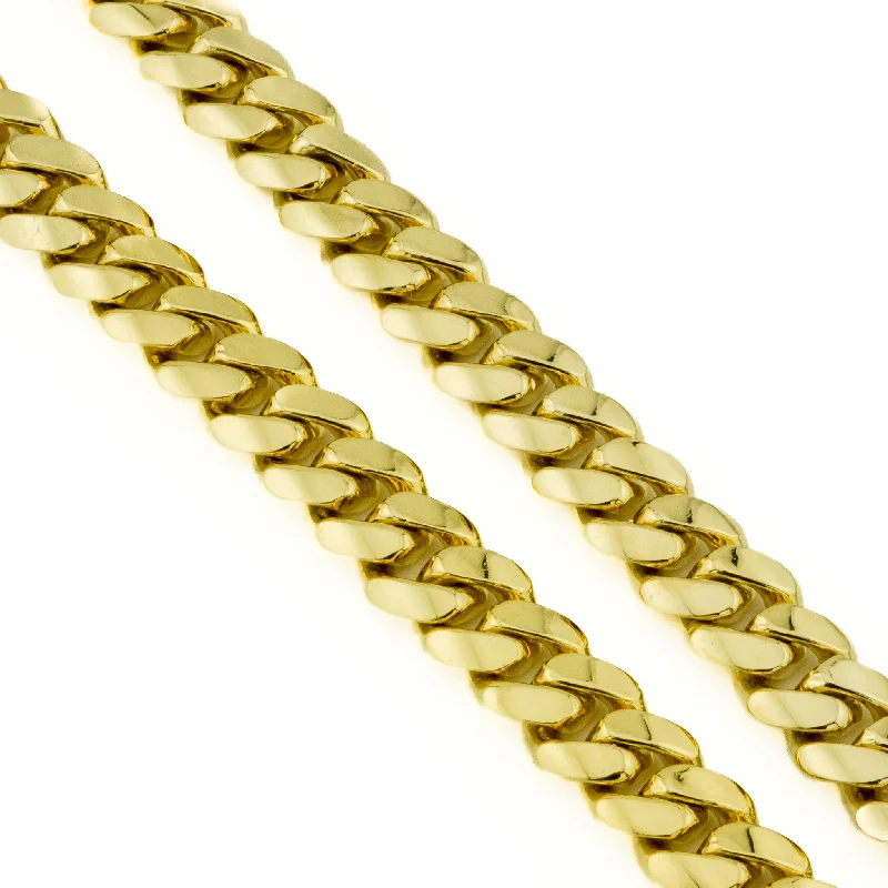 Women’s birthday necklaces-22" Solid Cuban Link Chain in 10K Yellow Gold - 218.5grams