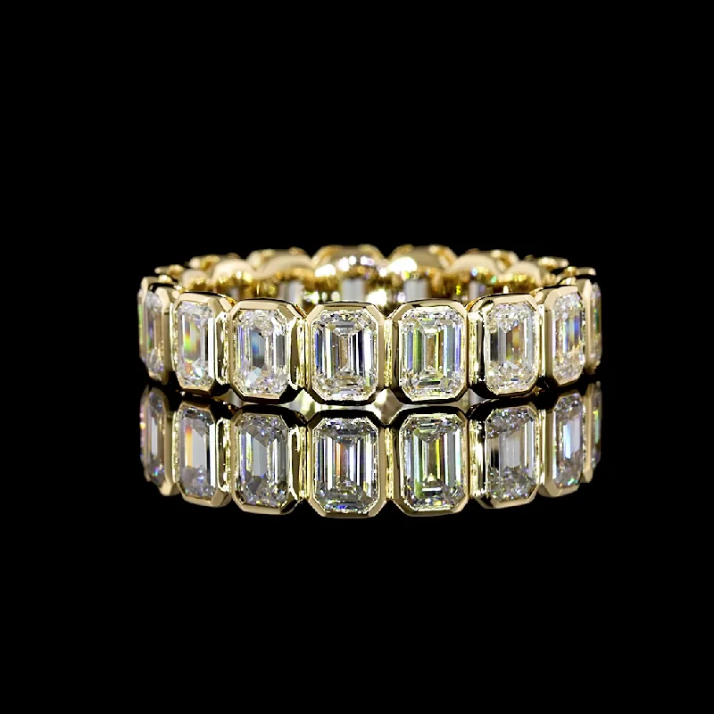 14K Yellow Gold Lab Grown Emerald Diamond Eternity Band 3.05CTW EB996