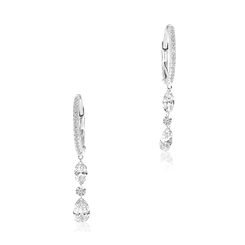 Women’s pearl earrings-DASHING DIAMONDS PEAR HUGGIE EARRING E10193W