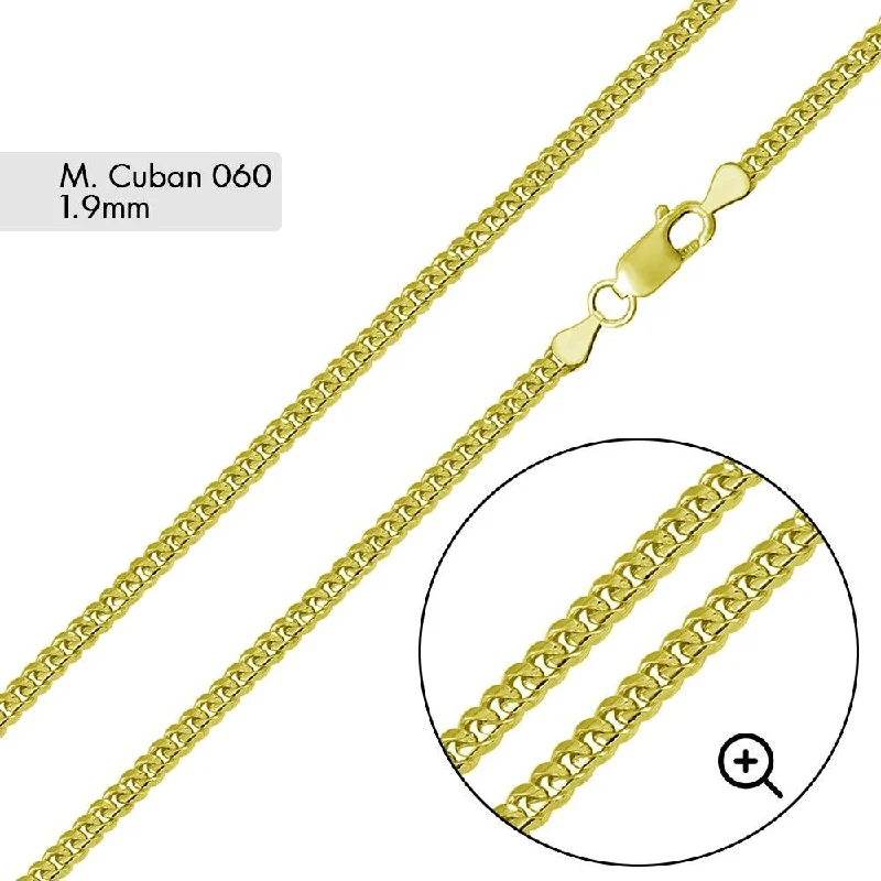 Women’s minimalist gold necklaces-Gold Plated 925 Sterling Silver Miami Cuban 060 Chain 1.9mm - CH338 GP