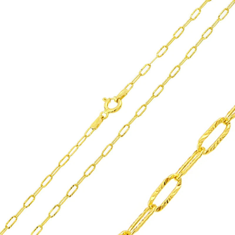 Women’s romantic necklaces-Silver 925 Gold Plated Wide Oval DC Paperclip Link Chain 2.4mm