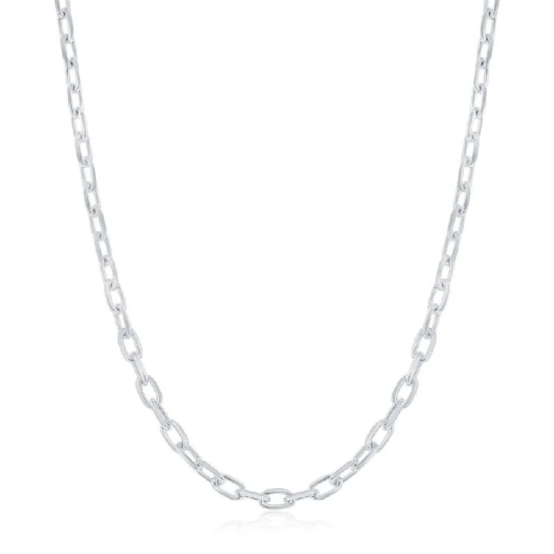 Women’s oval pendant necklaces-Sterling Silver 3.5mm Anchor Chain - Rhodium Plated