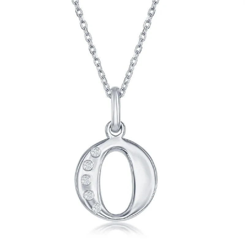 Women’s layered gemstone necklaces-Sterling Silver Diamond "O" Initial Pendant Chain