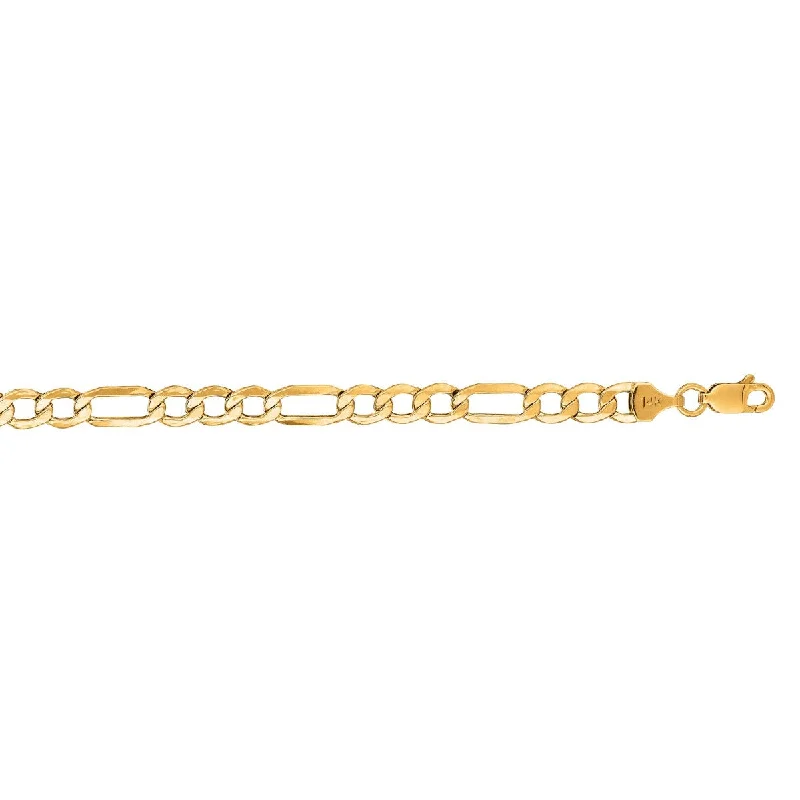 14kt 24" Yellow Gold Diamond Cut Alternate 3+1 Figaro Lite Chain with Lobster Clasp  LFIG120-24