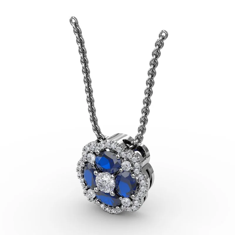 Women’s tennis necklaces-Love in Bloom Sapphire and Diamond Pendant P1574S