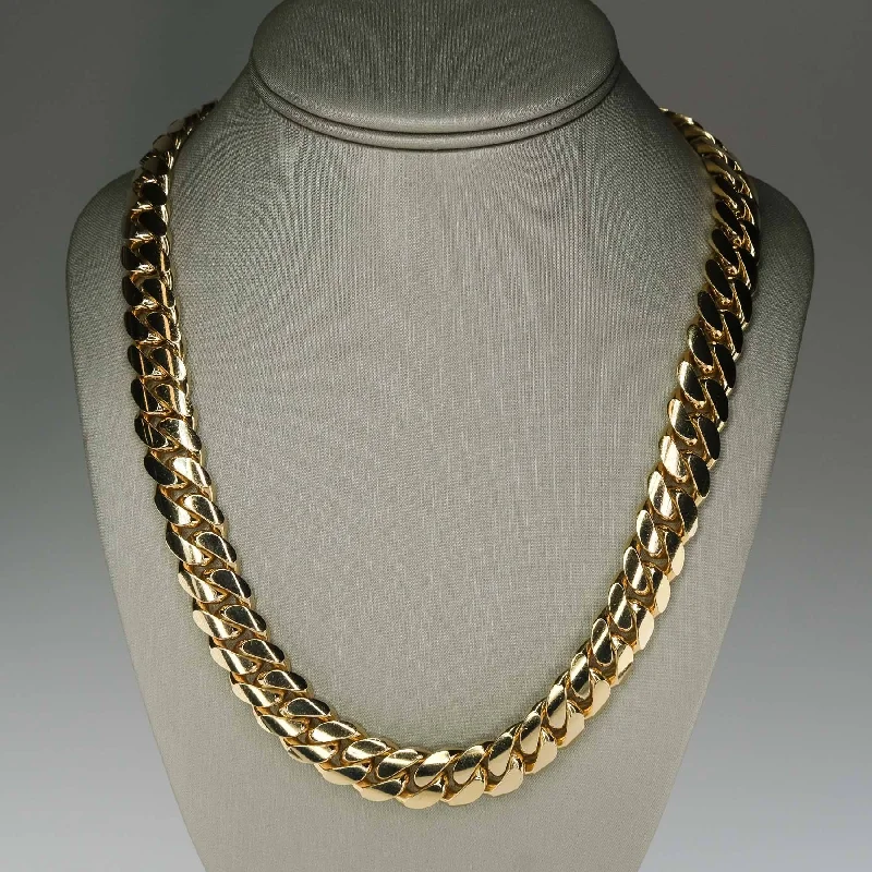 Women’s thick chain necklaces-24" Solid Cuban Link Chain in 10K Yellow Gold - 274.6 grams