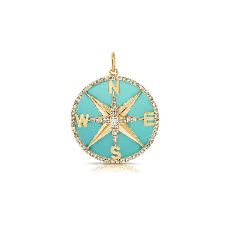 Women’s elegant necklaces-Turquoise & Diamond Pendant | 10262087