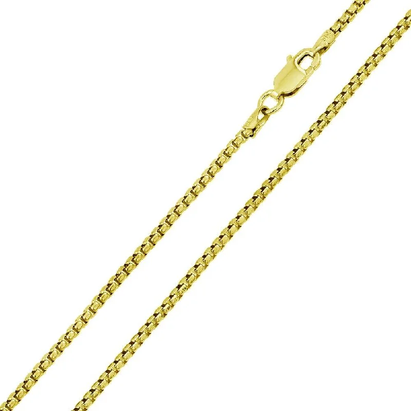 Women’s sparkling necklaces-Round Box Chain 3.3mm Gold Plated 925 Sterling Silver Chains - CH371C GP