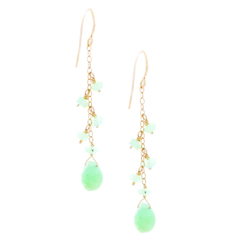 Women’s sapphire necklaces-Chrysoprase drop with chain and Chrysoprase rondelles