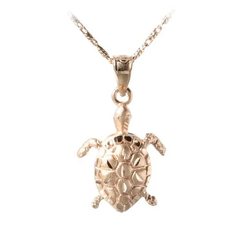 Women’s platinum necklaces-14K Pink Gold Honu (Hawaiian Turtle) Matte Finish Pendant (Chain Sold Separately)