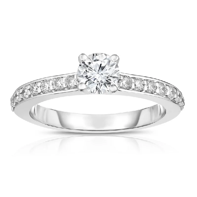 Women’s engagement rings with antique details-14K WHITE GOLD DIAMOND SEMI MOUNT WITH 0.35 CARAT TOTAL WEIGHT IJ COLOR SI2 CLARITY