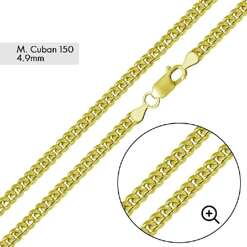 Women’s sapphire necklaces-Gold Plated 925 Sterling Silver Miami Cuban 150 Chain Link 4.9mm - CH342 GP