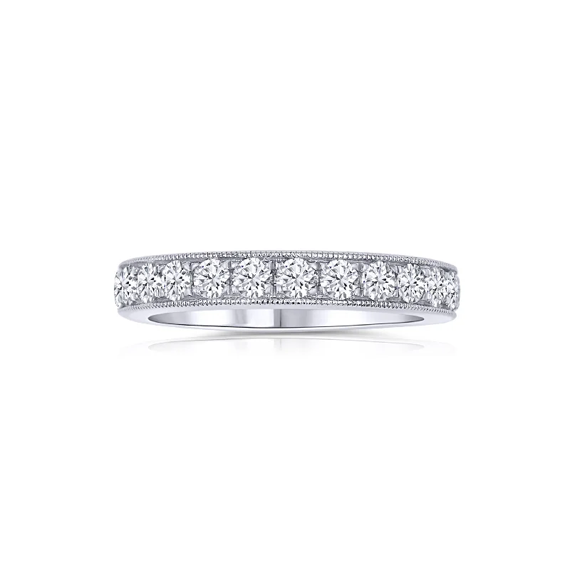 14K White Gold Round Diamond Band