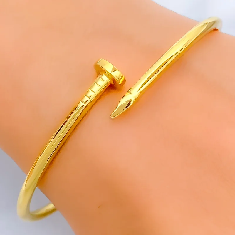 Women’s spiral bracelets-Gleaming Opulent 21k Gold Nail Bangle Bracelet