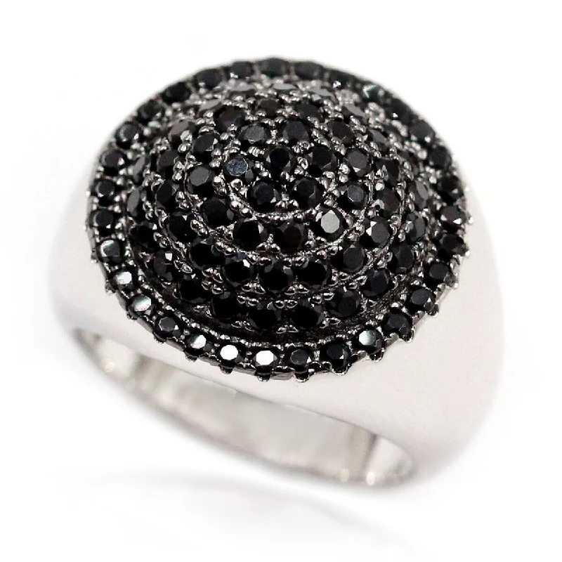 Women’s silver engagement rings-925 Sterling Silver Black Spinel Ring