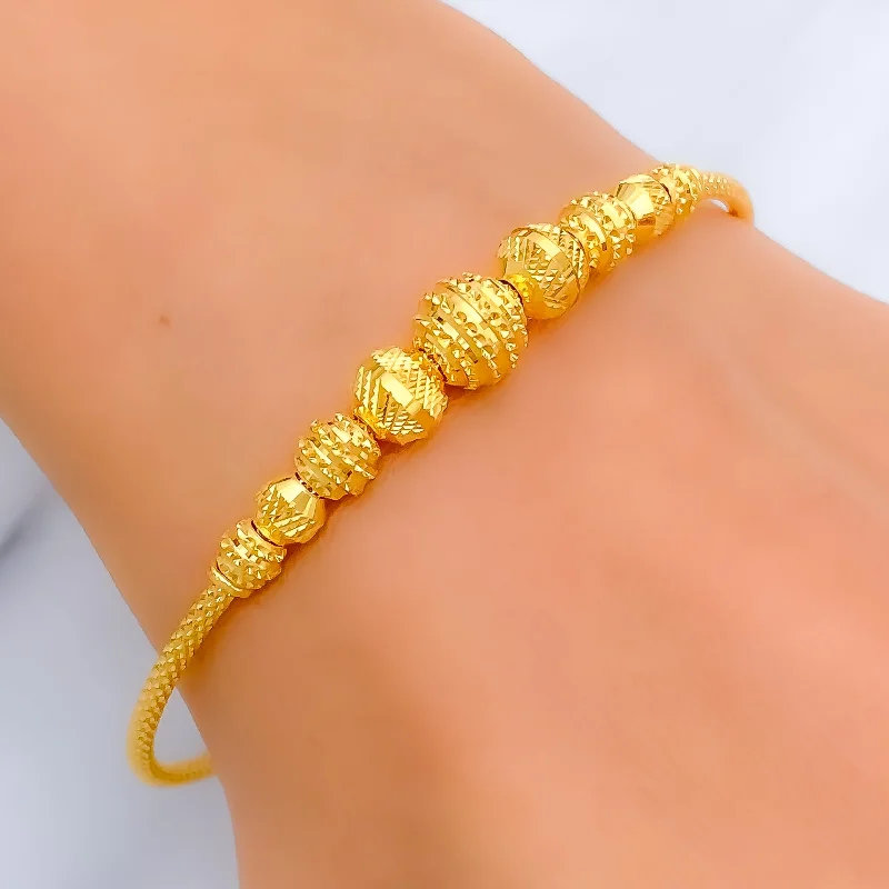 Women’s fashion bangles-Reflective Striped 22k Gold Bangle Bracelet