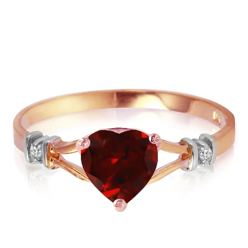 Women’s emerald rings-14K Solid Gold Garnet w/ Diamond Gemstone Ring 0.47 CT Heart Shape