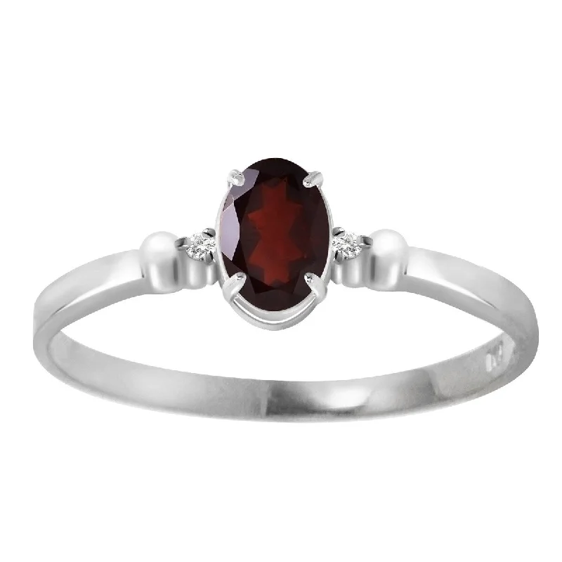 Women’s personalized rings-14k Solid Gold Natural Garnet Gemstone Ring w/ Diamonds 0.46 tcw