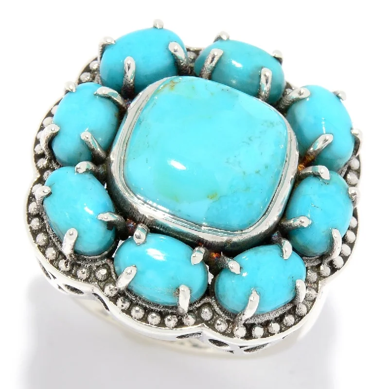 Women’s stackable rings-925 Sterling Silver Blue Mohave Turquoise Ring