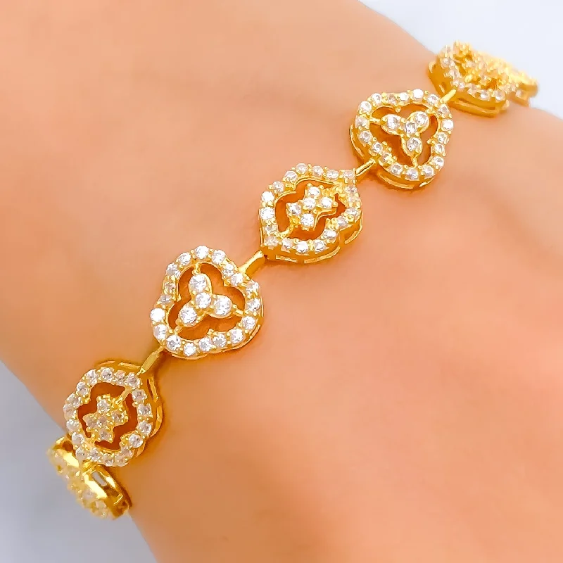 Women’s diamond bracelets-Shimmering Lush 22k Gold CZ Bracelet