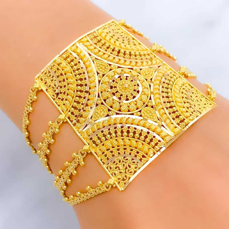 Women’s holiday bracelets-Royal Mandala 22k Gold Statement Bracelet