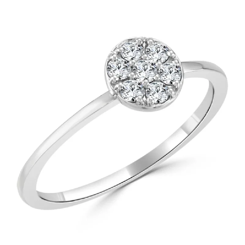 Women’s diamond rings for engagement-10K Gold 1/5ct TDW Petite Ultra-Thin Stackable Halo Diamond Ring By Auriya