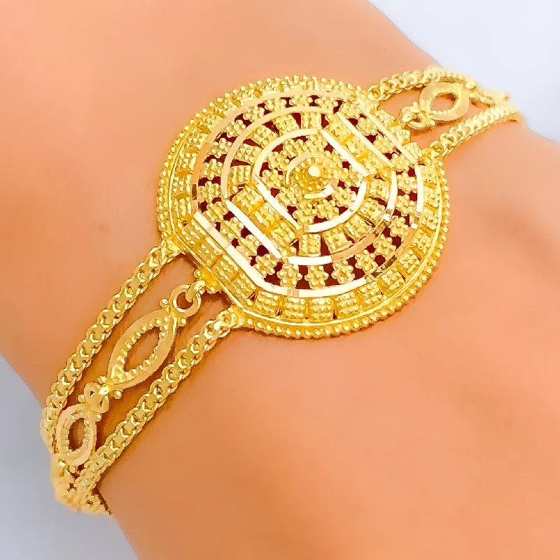 Women’s delicate bracelets-Intricate Reflective Beaded 22k Gold Bracelet