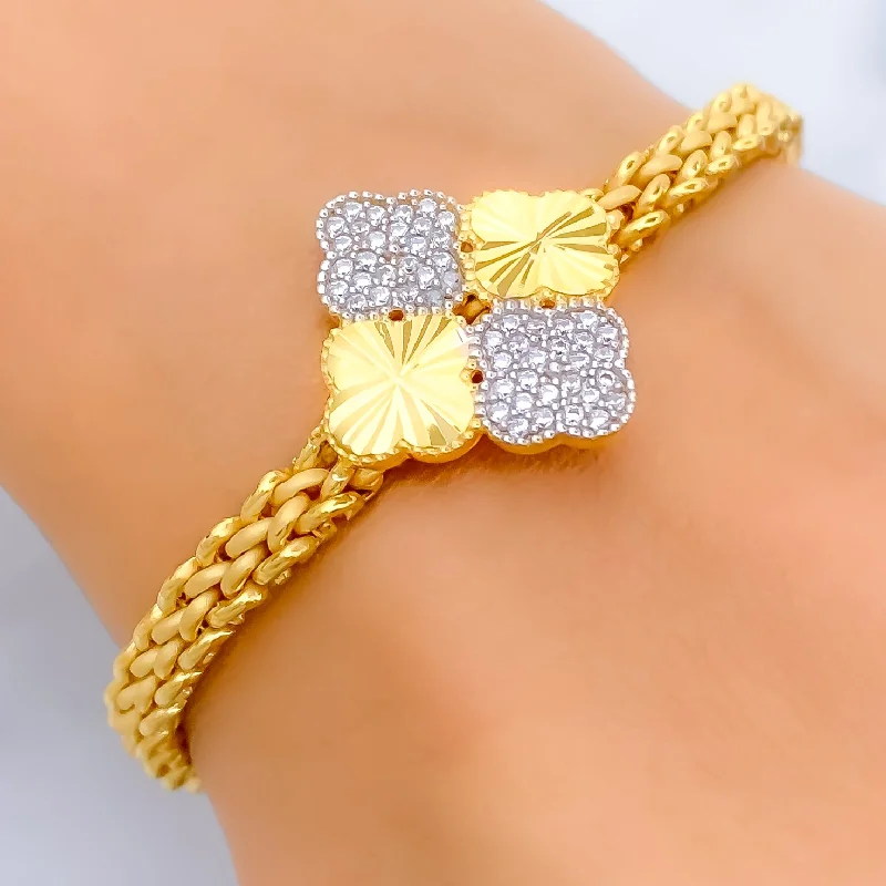 Women’s spiral bracelets-Palatial Ornate 21k Gold CZ Bracelet