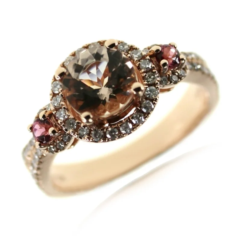 Women’s oval rings-10KT Rose Gold Morganite, Pink Tourmaline, Diamond Ring